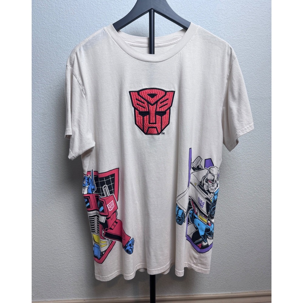 Transformers Freeze Mens 2XL Cream Graphic T-Shirt Optimus Prime Megatron G1